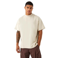 T-shirt col roulé personnalisé pour homme, coupe oversize, en coton, manches courtes, imprimé numérique, tricot jersey décontracté et écologique