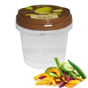 Pots en plastique transparents avec couvercle hermétique pour fruits et légumes secs, mélanges de snacks, fruits et légumes croustillants, chips 500ml IML - Product Image 1