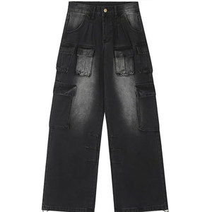 Trendy Lightweight Canvas Men Mid Baggy <b>Jeans</b> Casual Loose Fit Breathable Stonewashed Denim Pants Wholesale Custom Logo - Product Image 1