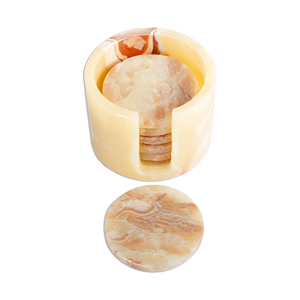 New Hot Sale Modern <b>Marble</b> Onyx Coaster Set with Big Slab Antique Finish Premium Quality Kitchen Table Decor - Product Image 1