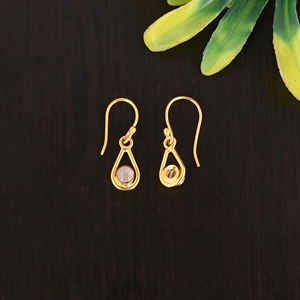 Natural Rose Quartz Gemstone Gold Plated 925 Sterling <b>Silver</b> <b>Drop</b> <b>Earrings</b> for Women - Product Image 4