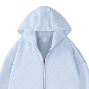 เสื้อฮู้ดสีฟ้าอ่อนแบบยูนิเซ็กซ์ ทรงโอเวอร์ไซส์ ผ้าฝ้ายฟลีซ 100% สีพื้น สวมใส่สบายๆ สำหรับฤดูใบไม้ร่วง มีกระเป๋าปักลาย - Product Image 2
