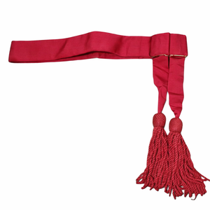 Ceremonial Waist Sash Belt Maroon <b>Red</b> Formal Dress Accessory with Matching <b>Red</b> Tassels Decorative Costume Parade Style Sash - Product Image 1