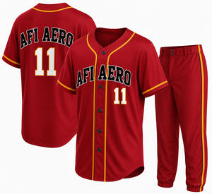 Maillot de baseball rayé rouge et noir, 14 boutons sur le devant, manches courtes, coupe classique, respirant, 100 % polyester, vêtements d'hiver - Product Image 1
