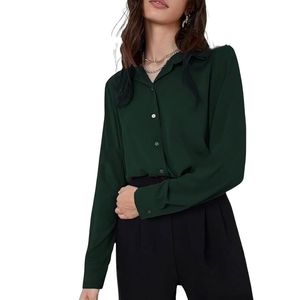 Chemise crop top oversize pour femme, confortable, style coréen, boutonnée - Product Image 1