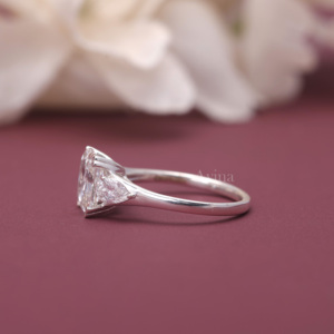 IGI Certified Lab Grown <b>Cushion</b> Diamond Three Stone Engagement <b>Ring</b> 14K White /Rose And Yellow Gold <b>Cushion</b> Cut Diamond <b>Ring</b> - Product Image 4