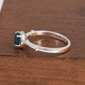 Pure 925 Sterling <b>Silver</b> Handmade Green Onyx <b>Ring</b> Classic Natural Cut Crystal Gemstone Perfect Wedding Anniversary Women's Gifts - Product Image 4