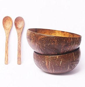 Handmade Natural Eco-Friendly Coconut <b>Shell</b> Bowl for Fruit Salad and Noodles Carved Wooden Home <b>Lighting</b> Decoration - Product Image 4