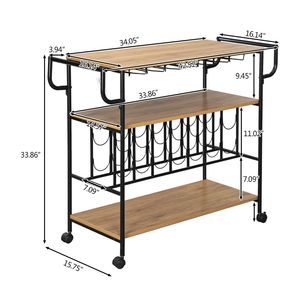Carrelli Portabottiglie Mobili per Casa con Ruote, Carrello di Servizio in Metallo e Carrello Portaoggetti da Cucina a 3 Ripiani XH - Isole e Carrelli da Cucina - Product Image 6