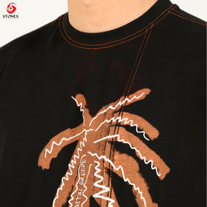 Camiseta de Algodón Extra Grande Premium para Hombre, Corte Holgado, Cuello Redondo, Informal, Diseñada para Marcas de Ropa Urbana Moderna - Product Image 4