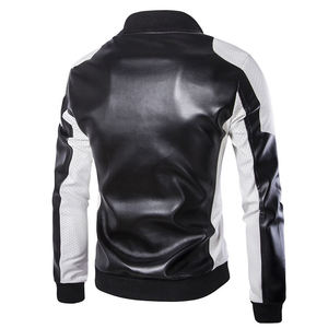 RELEVO INDUSTRY High Street Men's Eco-friendly Polyester <b>Quilted</b> Leather Jacket Vegetable Tanned <b>Winter</b> Stand Collar Zipper - Product Image 4