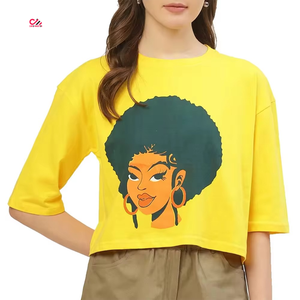เสื้อครอปพิมพ์ลายตามสั่งสำหรับผู้หญิง สวมใส่ได้ทุกวันในช่วงฤดูร้อน คุณภาพพรีเมียม แขนสั้น เสื้อยืดครอปพิมพ์ลาย - Product Image 1