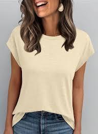 T-shirt en coton pour femme, col rond, épaules dénudées, broderie florale, ultra-doux, respirant, écologique, séchage rapide, été - Product Image 2