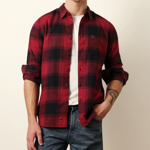 Wholesale Men's Long Sleeve <b>Flannel</b> Shirt ODM Autumn Quick Dry Anti-Pilling Comfortable Low MOQ Customizable Casual Apparel - Product Image 1