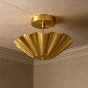 Lámpara de Techo Semi Empotrada CH, Latón Chapado en Oro Pulido, Estilo Moderno de Mediados de Siglo, con Grabado en Relieve, por Calvin Handicraft - Product Image 1