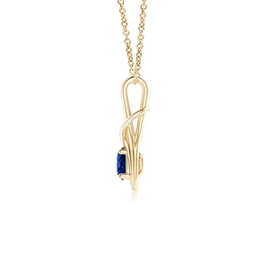14K 18K ทองธรรมชาติง่ามทรงกลมสีฟ้าไพลินโซลิแทร์จี้อินฟินิตี้ทำด้วยมือเครื่องประดับชั้นดีขายส่งโดยตรง - Product Image 5