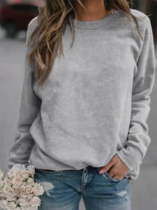 Sweat-shirt à col rond à manches longues pour femme en polaire 100% polyester avec logo personnalisé - Product Image 4