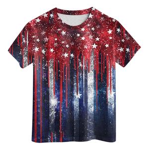 เสื้อยืดเด็กถักนิตติ้งระบายอากาศได้ดี เสื้อยืดเด็กเล็ก เด็กหญิง เด็กชาย แขนสั้น คอกลม ลายวันประกาศอิสรภาพ ไซส์ใหญ่ - Product Image 3
