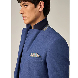 Blazer bleu pour homme SHAGHAF, simple boutonnage, revers cranté, style italien, costume d'affaires, anti-plis, polyester tissé 220g, coupe classique - Product Image 6