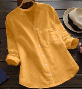 Nueva Camisa Casual de Algodón Tejido para Mujer con Bordado y Botones al Frente, Corte Regular, Temporada Primavera/Verano/Otoño, Directo de Fábrica - Product Image 2