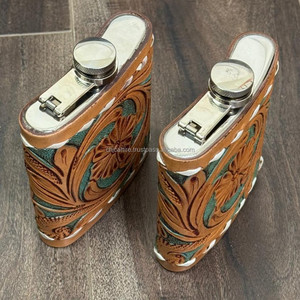 2025 Premium Quality 7oz Hand Tooled Leather Stainless Steel <b>Hip</b> <b>Flask</b> High Quality Genuine Cow Leather Whiskey <b>Flask</b> for Unisex - Product Image 6