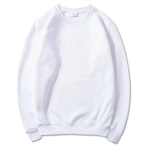 Sweat-shirt pour homme en coton lourd bleu marine uni à col rond, coupe ample, manches longues, coupe classique, haut décontracté - Product Image 3