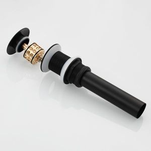 Desagüe emergente de latón negro para lavabos de baño con rebosadero, sin cesta de filtro extraíble - Product Image 5