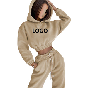 ชุดวอร์มกำมะหยี่ผู้หญิงปี 2026 พร้อมโลโก้สั่งทำพิเศษ เสื้อฮู้ดและกางเกงขายาวผ้าฟลีซอุ่นๆ ชุดออกกำลังกายแขนยาวสำหรับฤดูหนาว - Product Image 1