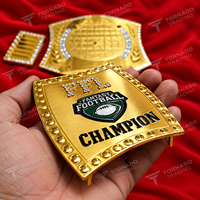 Ceinture de champion personnalisée avec logo, ceinture de championnat de football fantastique FFL 2014, plaquée or, en cuir, unisexe