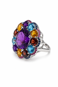 Bague en argent sterling 92,5 avec pierres multicolores KLSR-12278 - Product Image 4