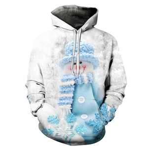 Sweat-shirt à capuche blanc pour femme, imprimé chat mignon en bonnet de Père Noël, avec poche, haut décontracté d'hiver - Product Image 4