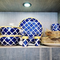 Neues Vision Mughal Porzellan-Geschirrset 38-teilig Luxuriös Handbemalt Langlebig Umweltfreundlich Leichtgewichtig Kratzfest Hitzebeständig