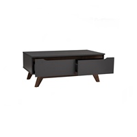 Mesa de Centro Moderna y Duradera de Estilo Clásico en Negro, Marca MANDO, Fabricada con Tablero Laminado, Rectangular, para Sala de Estar, Mueble para el Hogar, 1 Año de Garantía