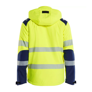 Veste de sécurité réfléchissante haute visibilité, résistante à l'eau, à capuche, jaune-vert, vêtements de travail softshell, fournisseur de logo personnalisé - Product Image 2