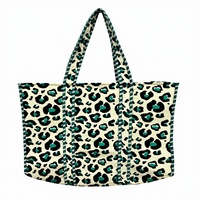 Sac fourre-tout en toile imprimé éléphant vert, grande capacité, sac à bandoulière décontracté pour femmes, utilisation quotidienne, fermeture éclair durable, doux et pliable
