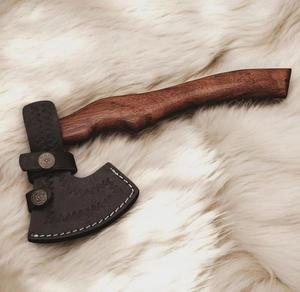 STEEL CRAFT INTERNATIONAL Hand-Forged Damascus Steel Mini <b>Axe</b> 12" RoseWood <b>Handle</b> DIY Grade ODM 1 Year - Product Image 2