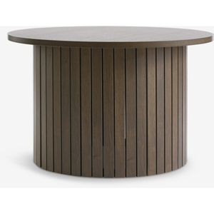 Table à manger ronde en bois moderne, écologique et durable, avec base côtelée, 4 places, design minimaliste, meubles pour la maison - Product Image 1