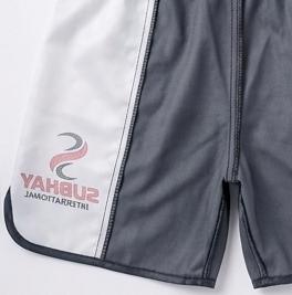 SUBHAY INTERNATIONAL Men's Boxing Shorts <b>White</b> Black Elastic Waist Breathable Polyester Regular Fit Adults All Seasons - Product Image 6