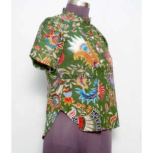 Robes décontractées pour femmes, 100% coton, tricotées à la main, été, printemps, bureau, mini, manches longues, col rond, imprimé floral, modernes, amples - Product Image 4