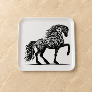 Bandeja de Servicio con Diseño de Caballo Contemporáneo, Resistente a los Arañazos, Cuadrada, Elegante, para Servir Comida, Té, Café, Bocadillos, Decorativa - Product Image 1