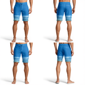 Pantalones Cortos Contemporáneos para Hombre con Diseño Gráfico de Horizonte Costero, Construcción Atlética de Primera Calidad y Estilo de Vida Atractivo - Product Image 2