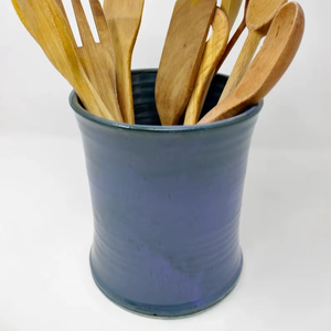 Portautensilios de Cerámica Vitrificada, Esmalte Azul Intenso, Resistente a los Arañazos, Base Pesada, Apto para Altas Temperaturas, Organizador de Almacenamiento para Encimera de Cocina - Product Image 3