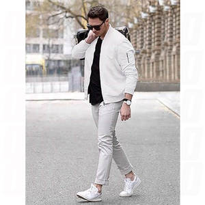 เสื้อแจ็คเก็ตบอมเบอร์ฤดูหนาวสำหรับผู้ชายแบบมีซิปปิด ปรับแต่งได้ตามต้องการ สไตล์สตรีทแวร์และเสื้อแจ็คเก็ตบอมเบอร์สำหรับทำงาน แจ็คเก็ตบอมเบอร์กันลมสำหรับผู้ชาย - Product Image 4