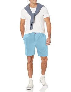 Pantalones Cortos Bermuda de Algodón Azul Claro para Hombre, Cintura Media, Cierre de Botones, Estilo Casual, Tejido Transpirable - Product Image 5