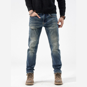 Jean vintage droit en denim délavé moyen, mélange coton élasthanne, pour homme, service OEM en gros, taille mi-haute, séchage rapide, fabriqué au Bangladesh - Product Image 5