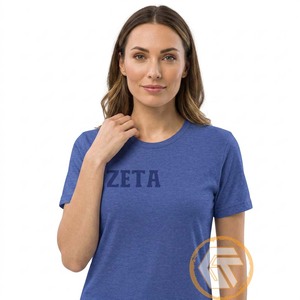 T-shirts décontractés pour femmes GREEK TREASURES Zeta Phi Beta Sorority, haute qualité, respirants, 100 % coton, col rond, courts, brodés - Product Image 4