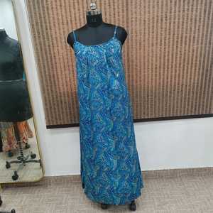 Women's Boho Floral Printed Silk Viscose Polyester Woven Loose Silhouette Floor-Length <b>Dress</b> Spaghetti Strap Regular Fit Casual - Product Image 1