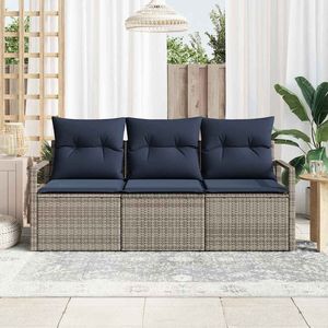 Juego de sofás de jardín de ratán sintético gris de 3 piezas - Product Image 3