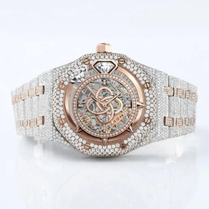Montre pour homme en acier inoxydable entièrement sertie de diamants Moissanite, luxe, 20 mm, mouvement à quartz analogique, édition limitée - Product Image 3