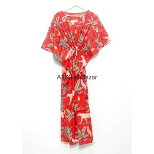 Caftán Maxi Estampado Vintage Indio 100% Algodón, Ropa Casual de Verano para Mujer, Estampado Étnico, Ecológico y Natural - Product Image 5